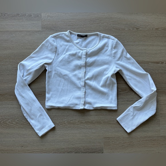 Zara White Ribbed Knit Top - Picture 2 of 5